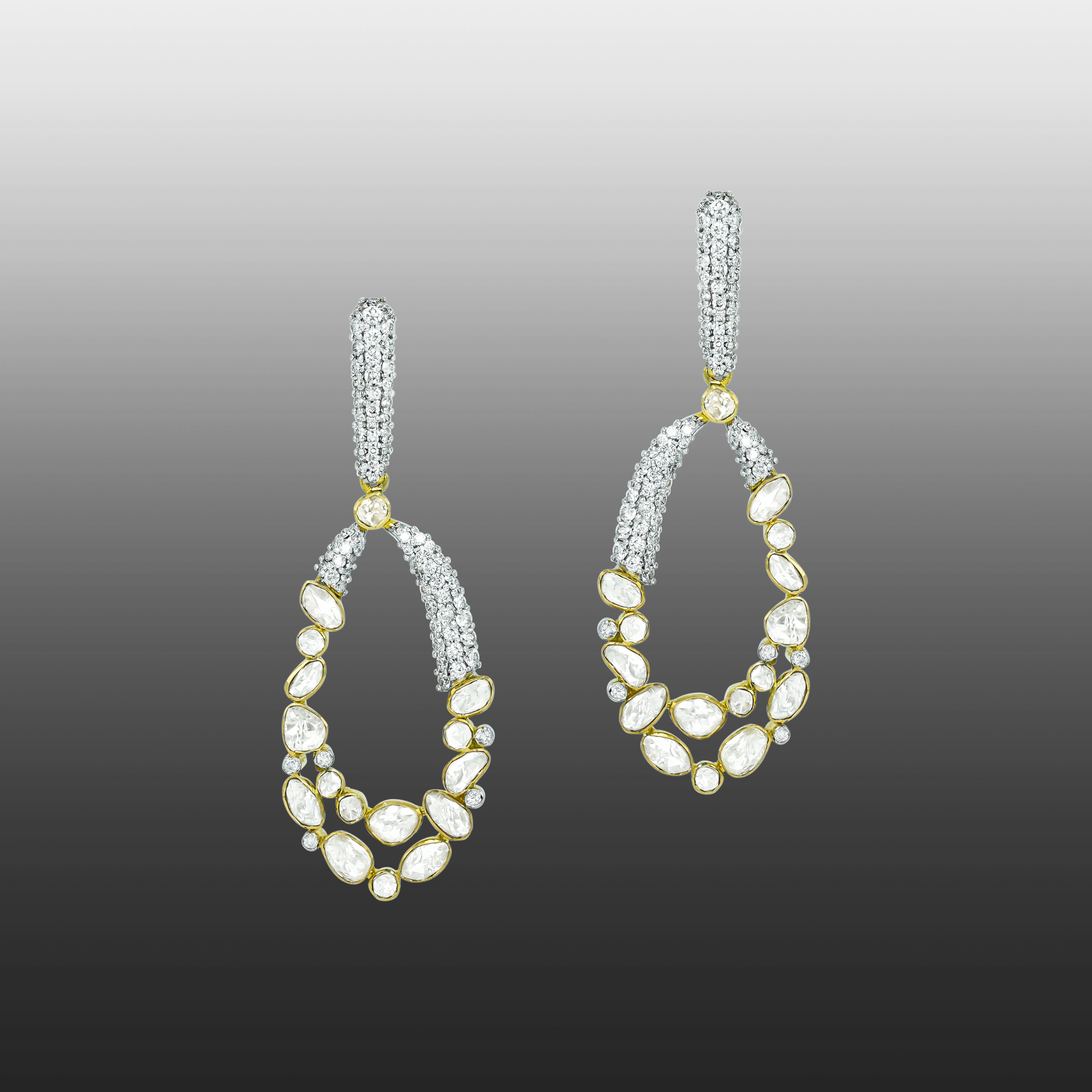 Hallowed Teardrop Polki Earrings with Full-Cut Diamonds